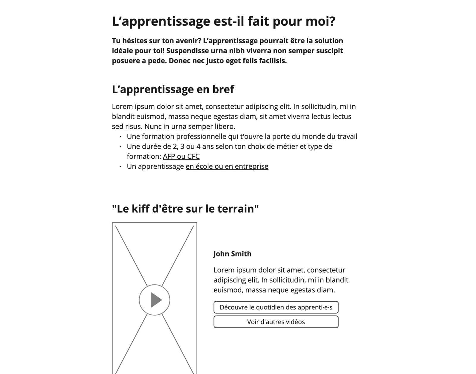 Wireframe détail de page