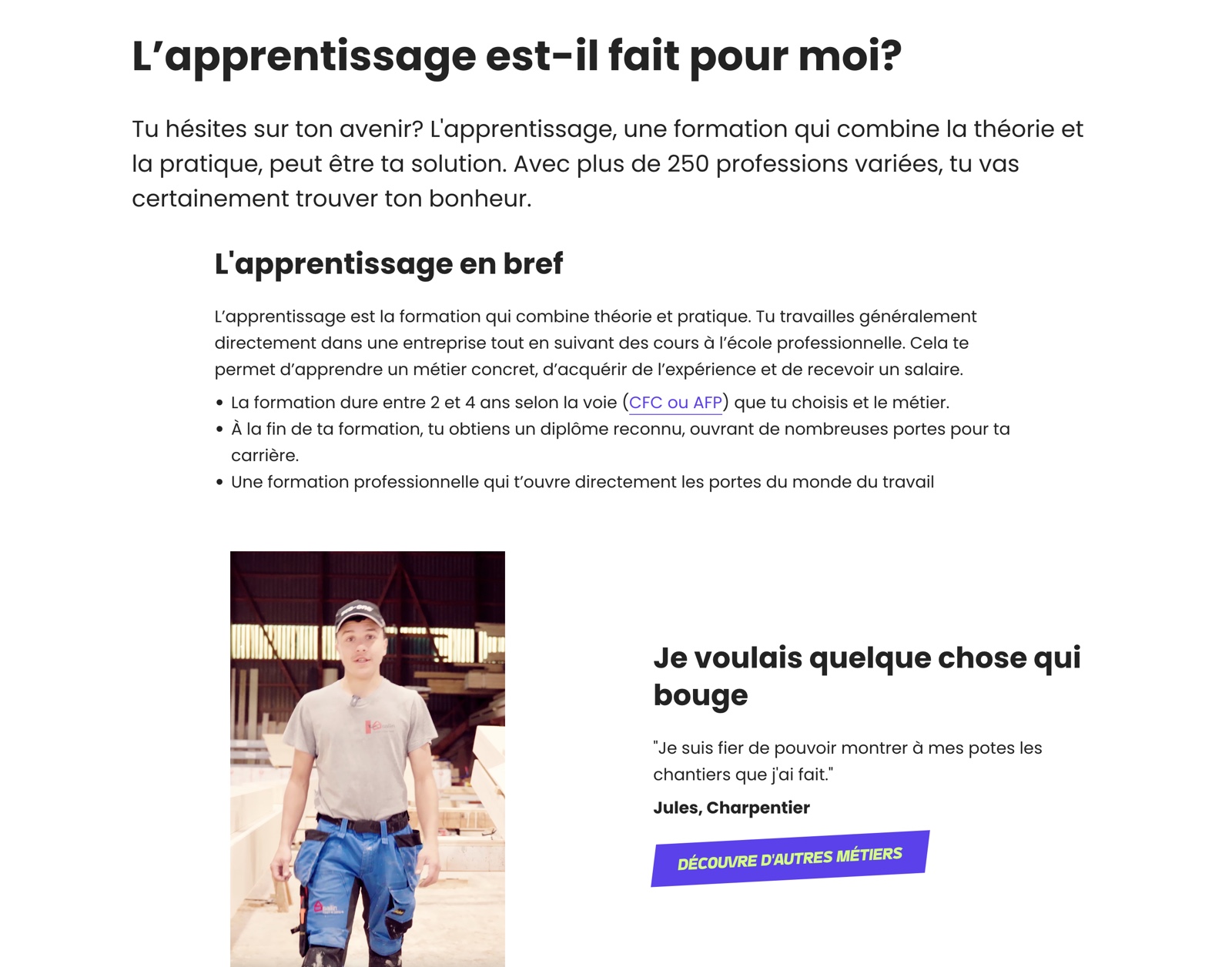 Webdesign détail de page