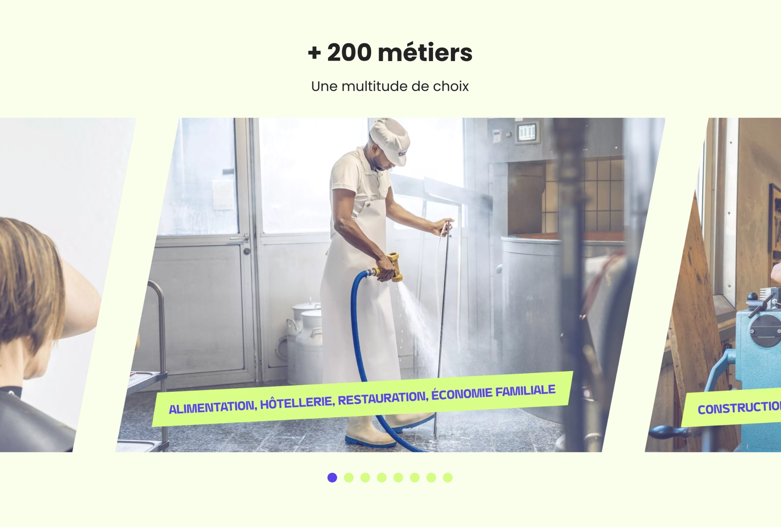 Vue desktop d'une partie du site internet
