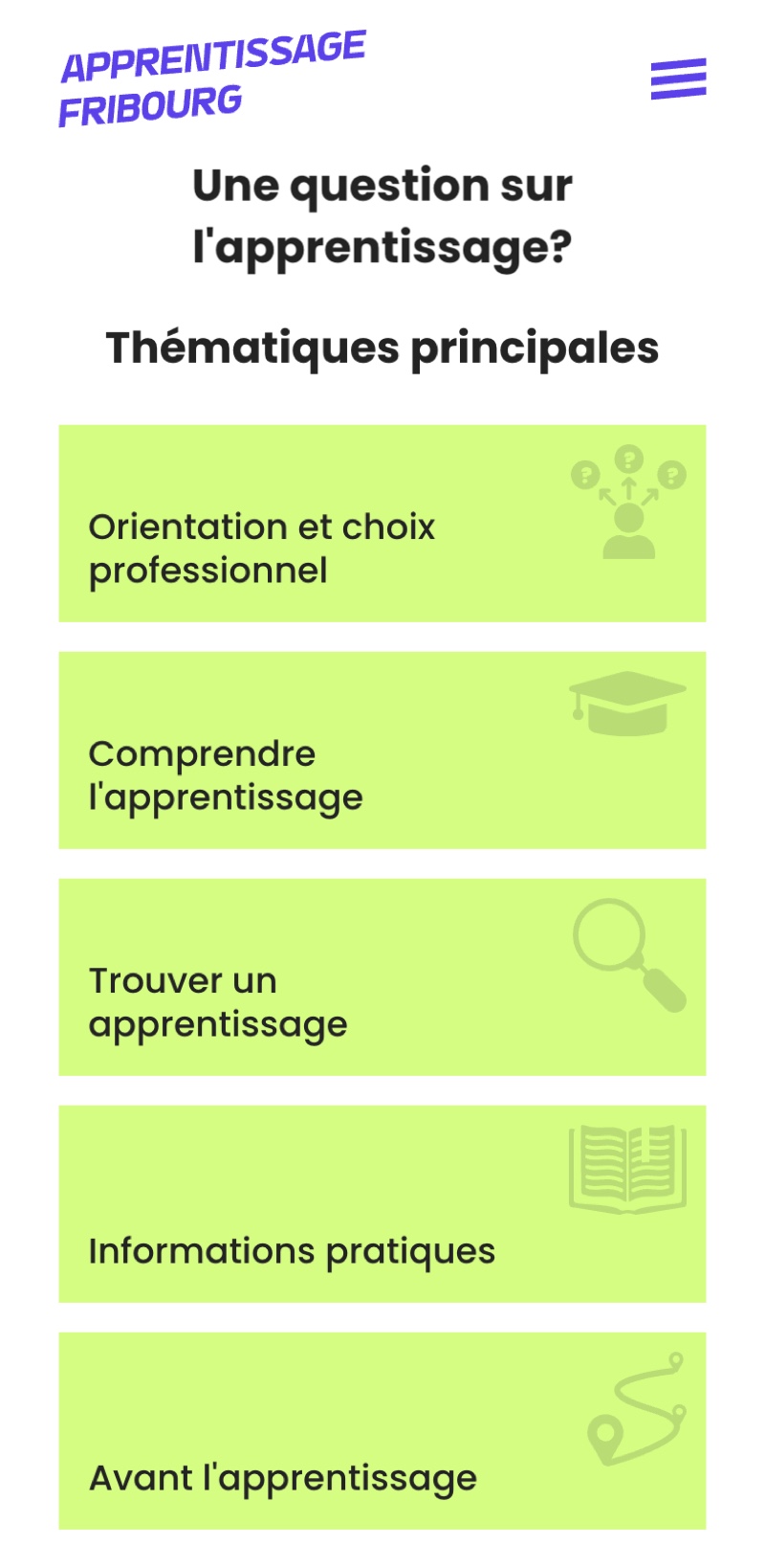 Vue mobile de la partie recherche du site