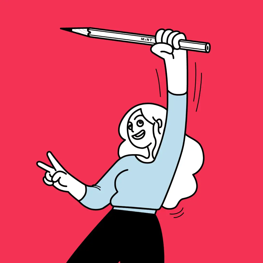 Illustration représentant un·e stagiaire découverte qui tient un crayon dans sa main
